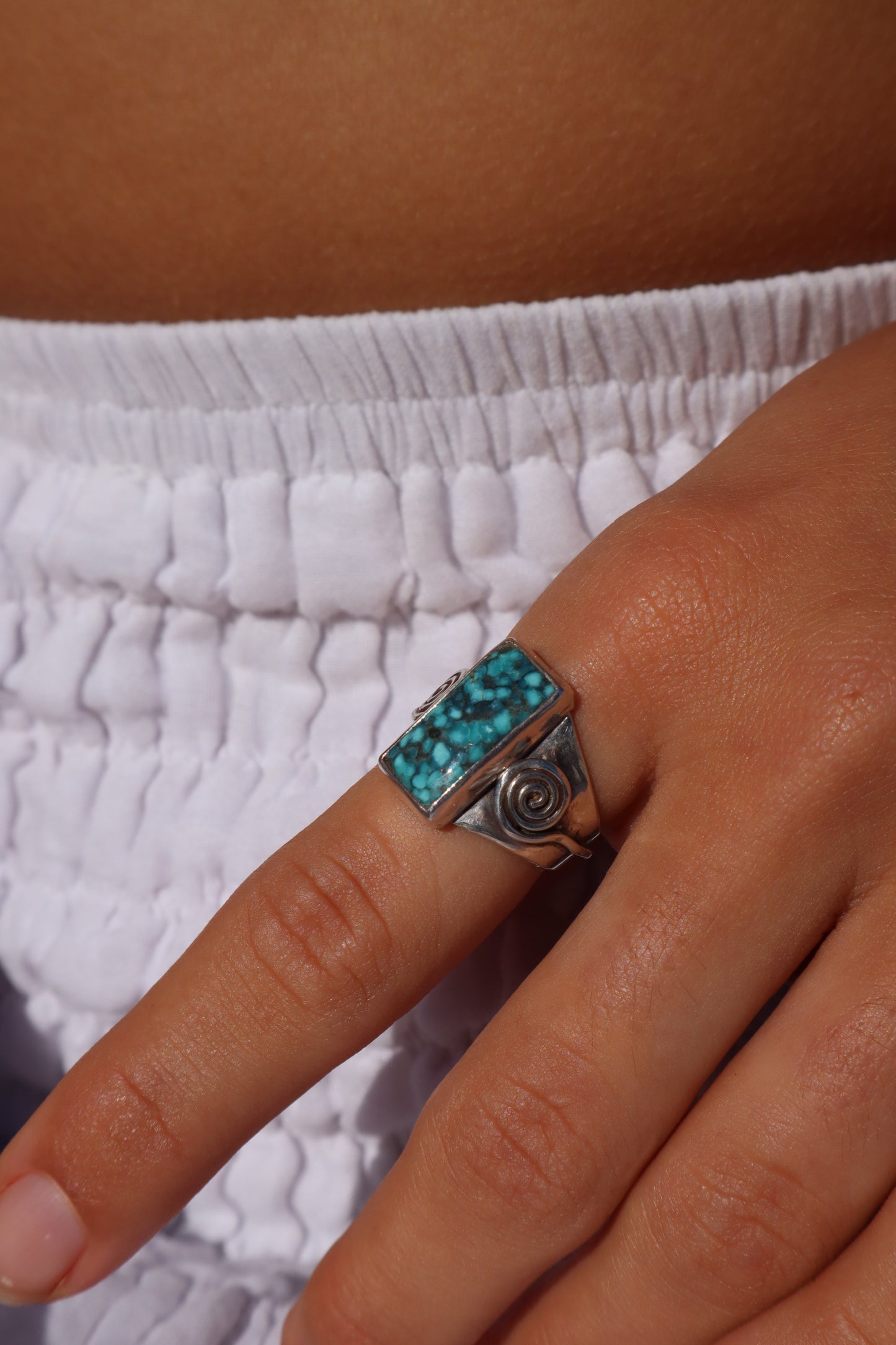 Turquoise Swirl Ring SIZE 0 1/2 - 7 3/4