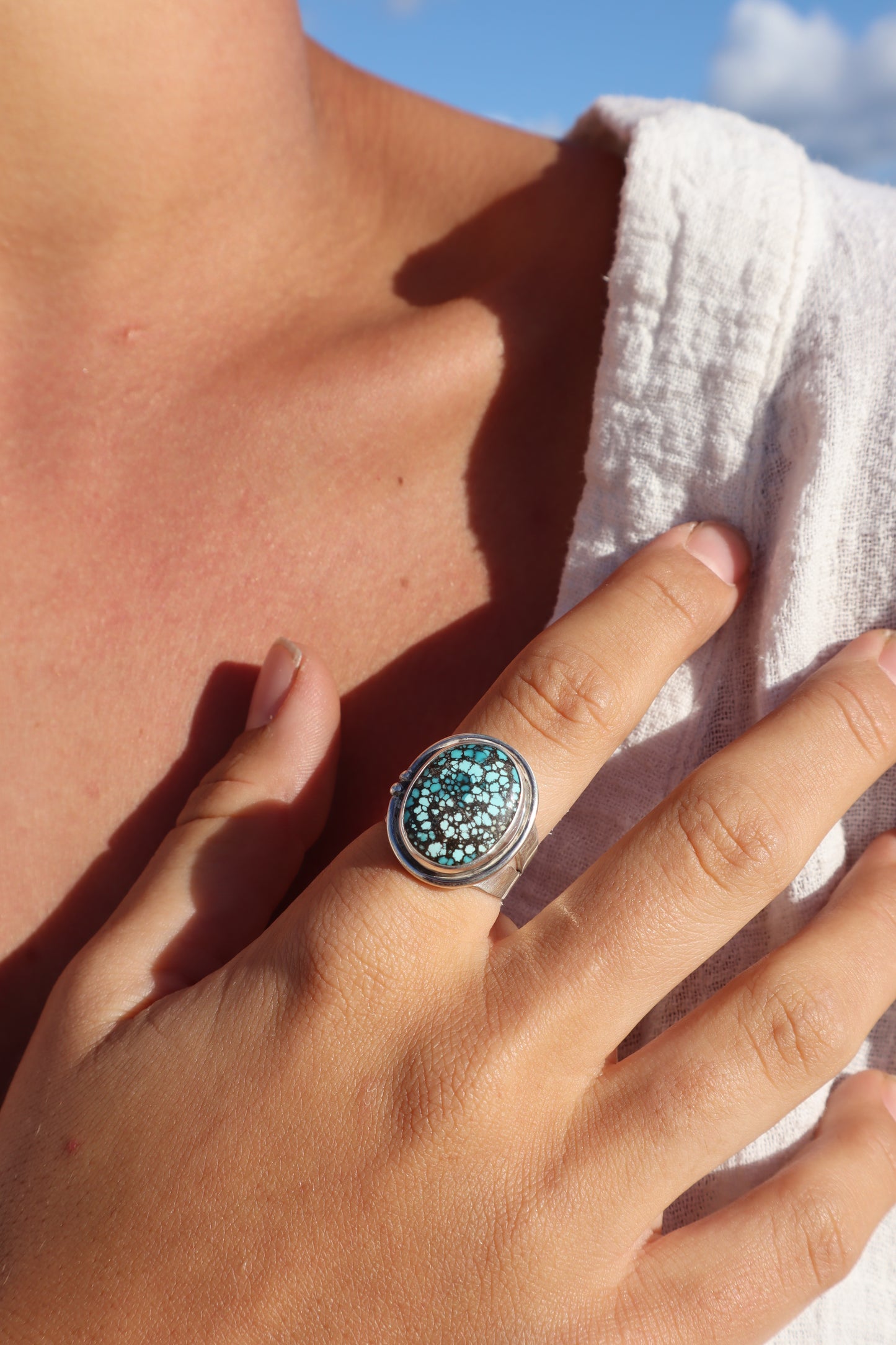 Chunky Turquoise Ring SIZE R 1/2 - 9