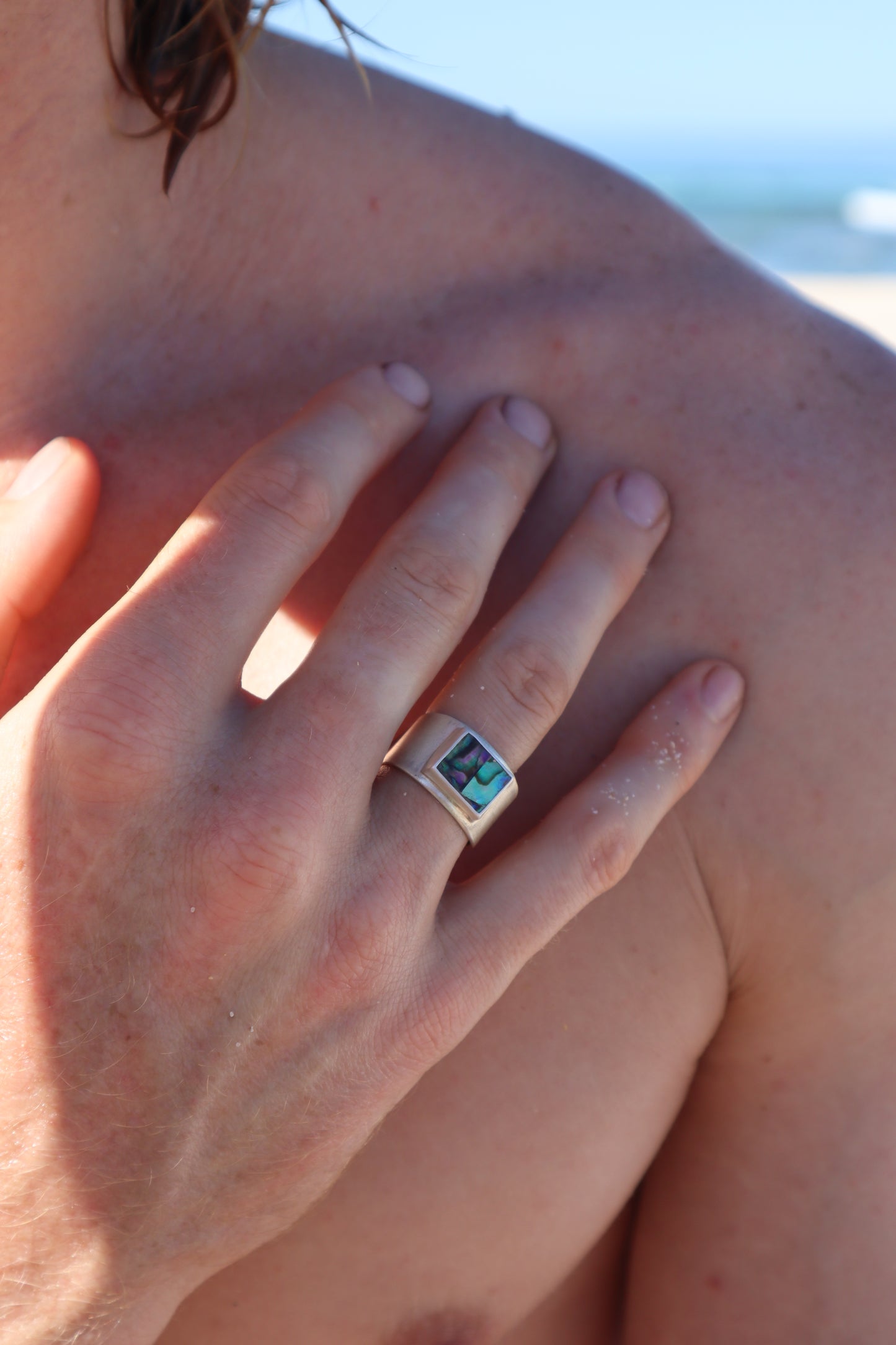 Abalone Signet Ring SIZE S - 9 1/4