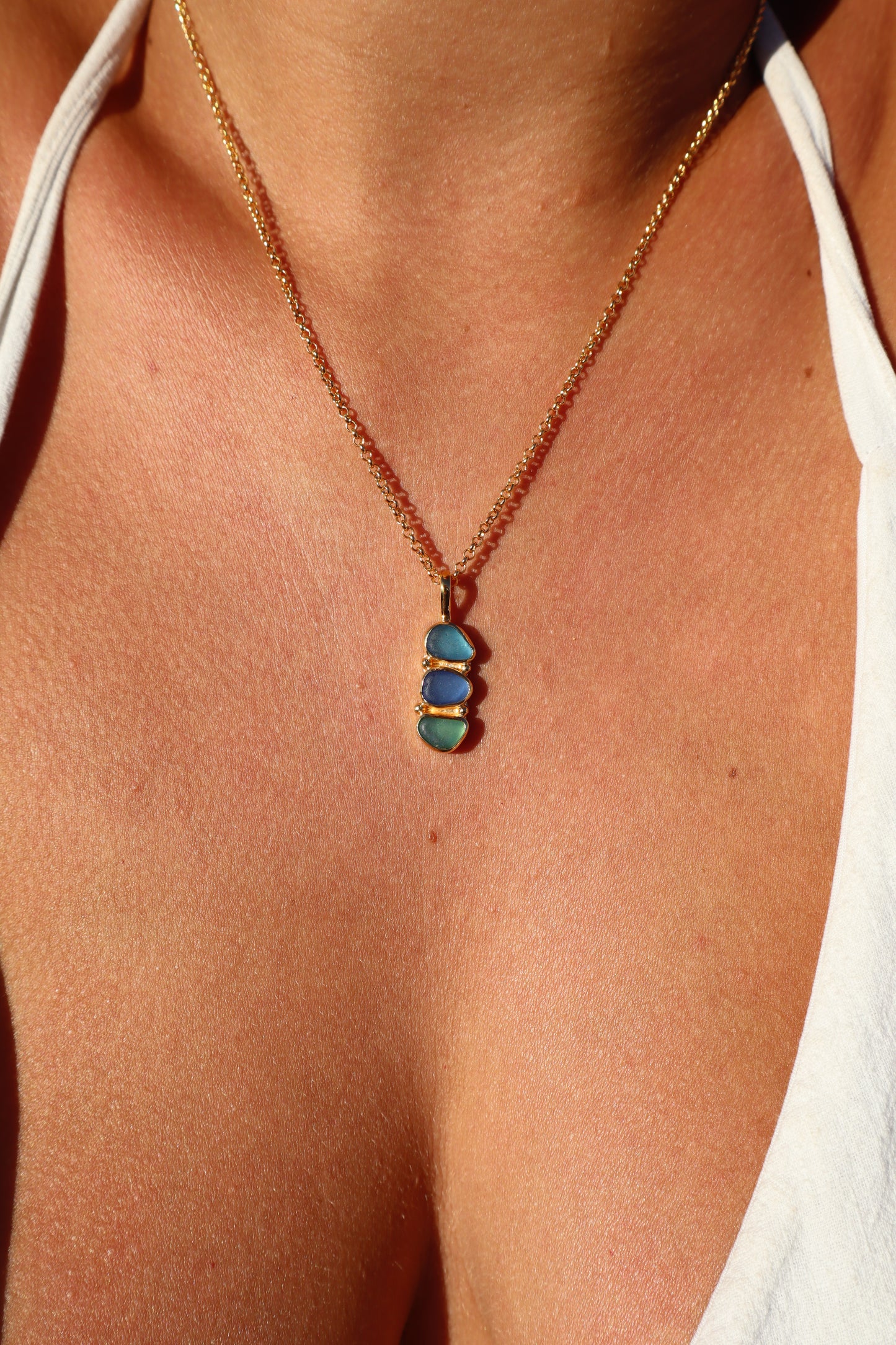Triple Seaglass Pendant
