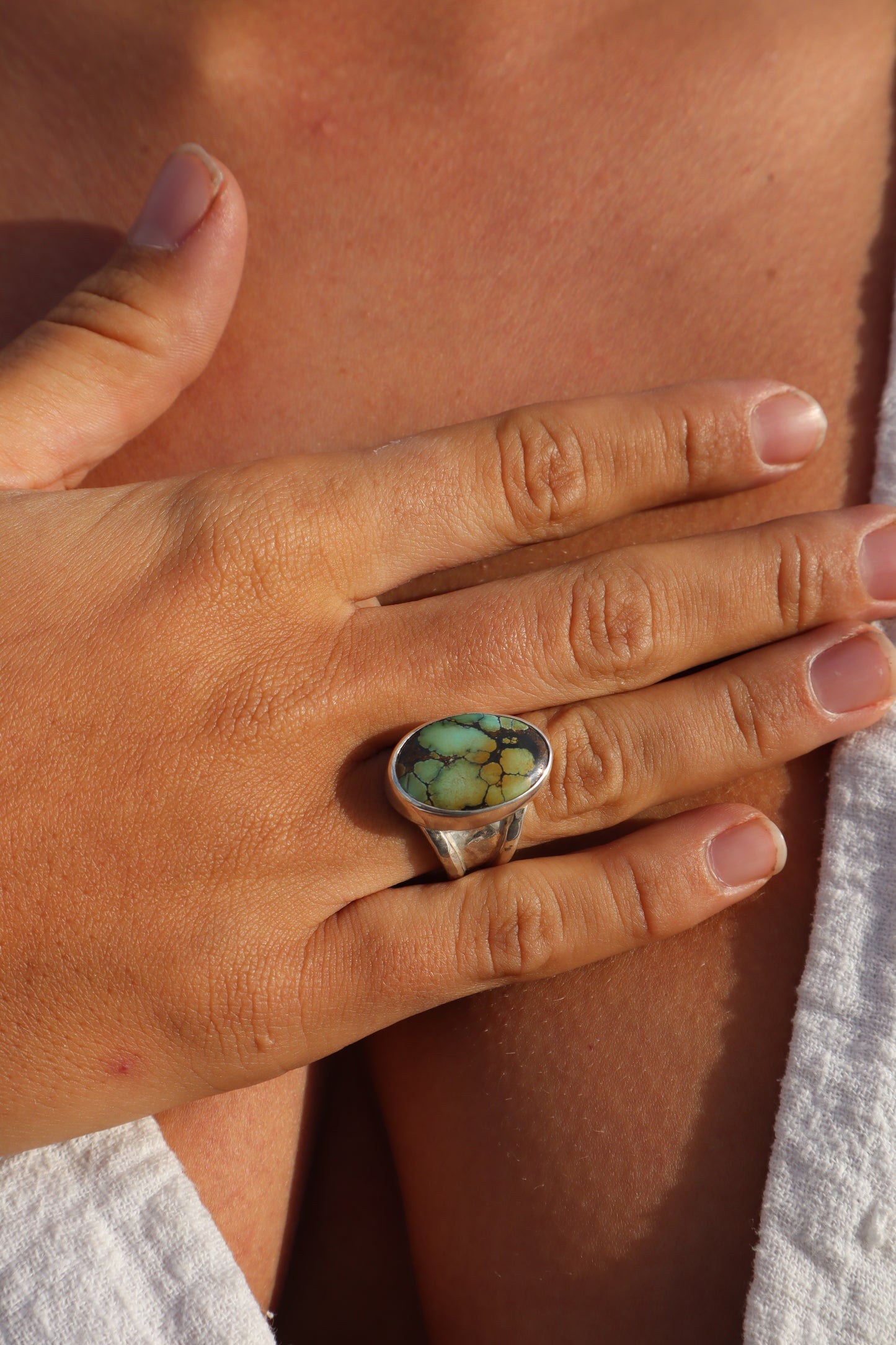 Chunky Turquoise Ring SIZE O - 7 1/4