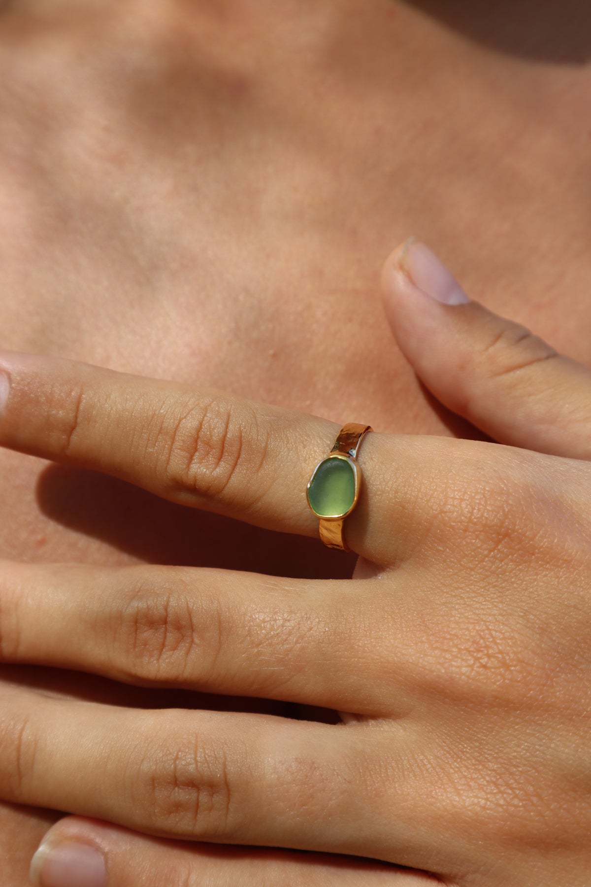 Green Sea Glass Ring SIZE 8