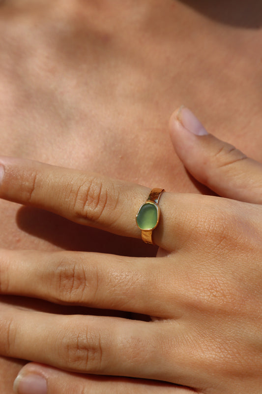 Green Sea Glass Ring SIZE 8