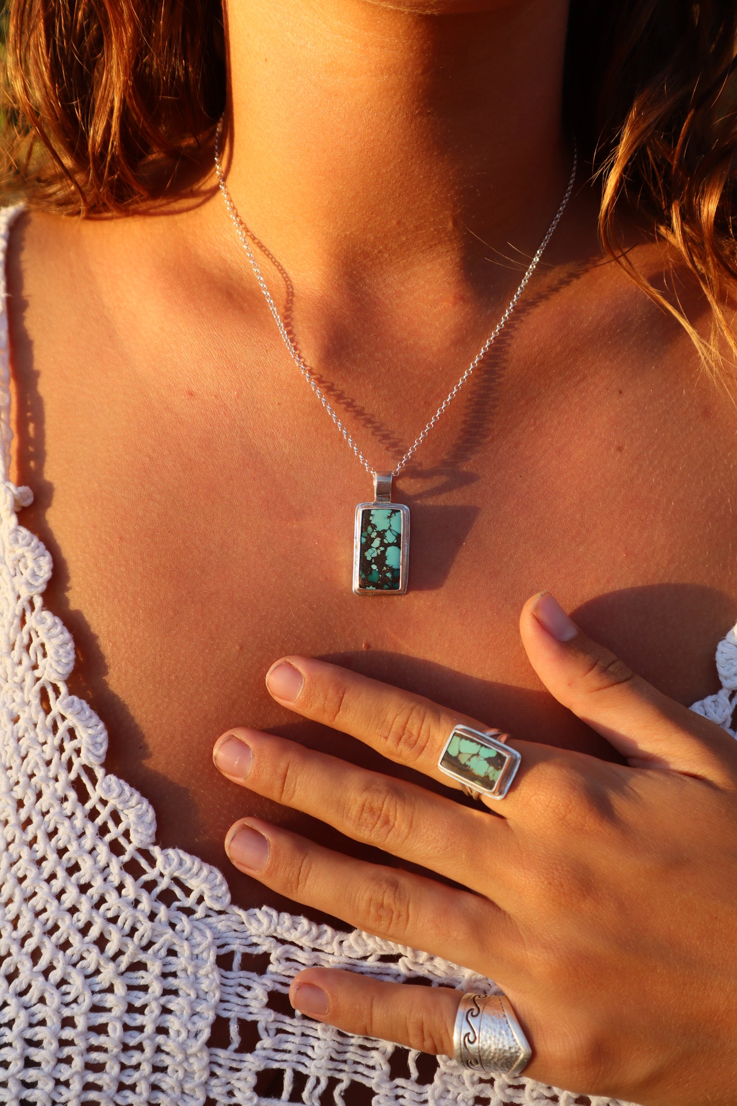 Turquoise Ring SIZE N - 6 3/4