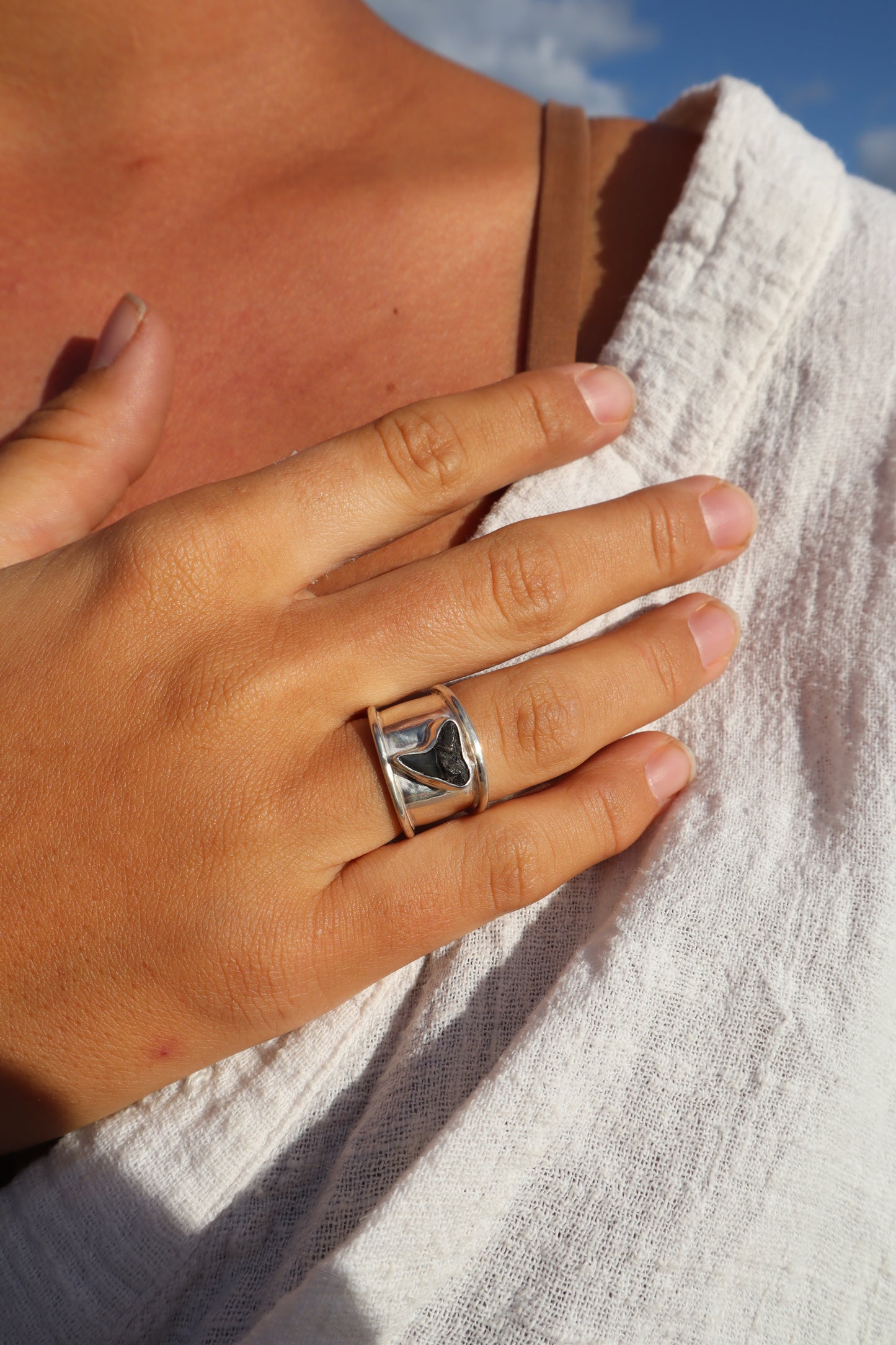 Chunky Shark Tooth Ring SIZE L 1/2 - 6